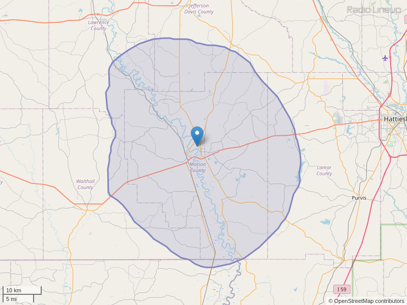 WFFF-FM Coverage Map