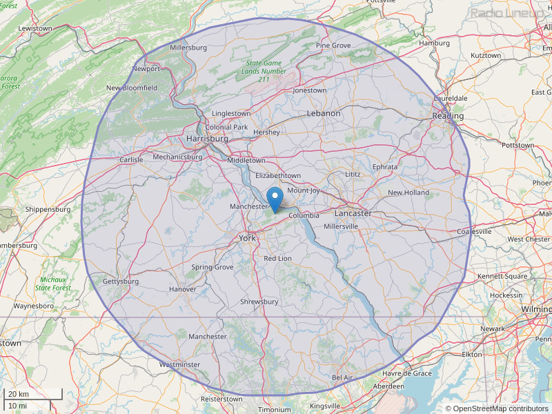 WROZ-FM Coverage Map