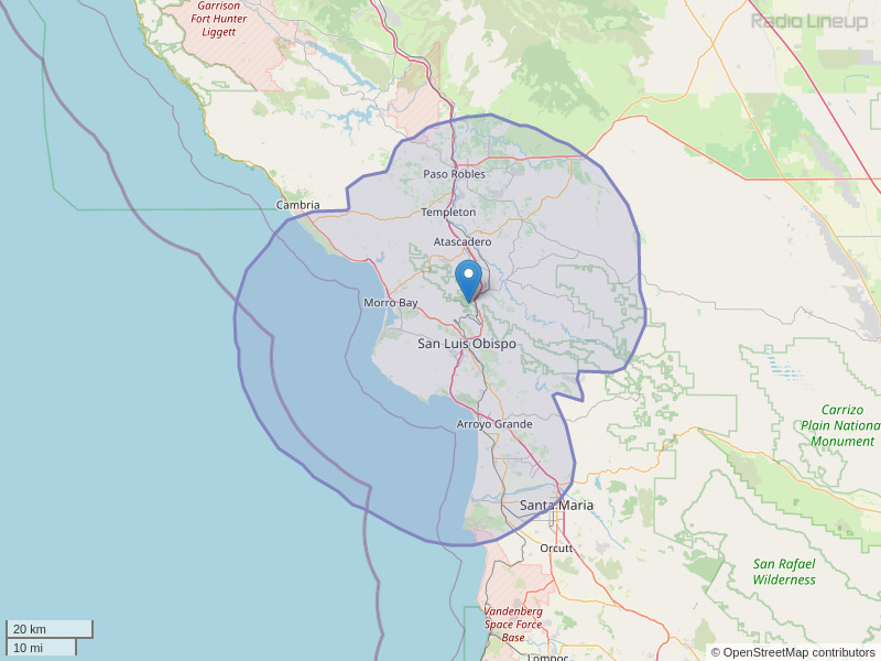 KWWV-FM Coverage Map