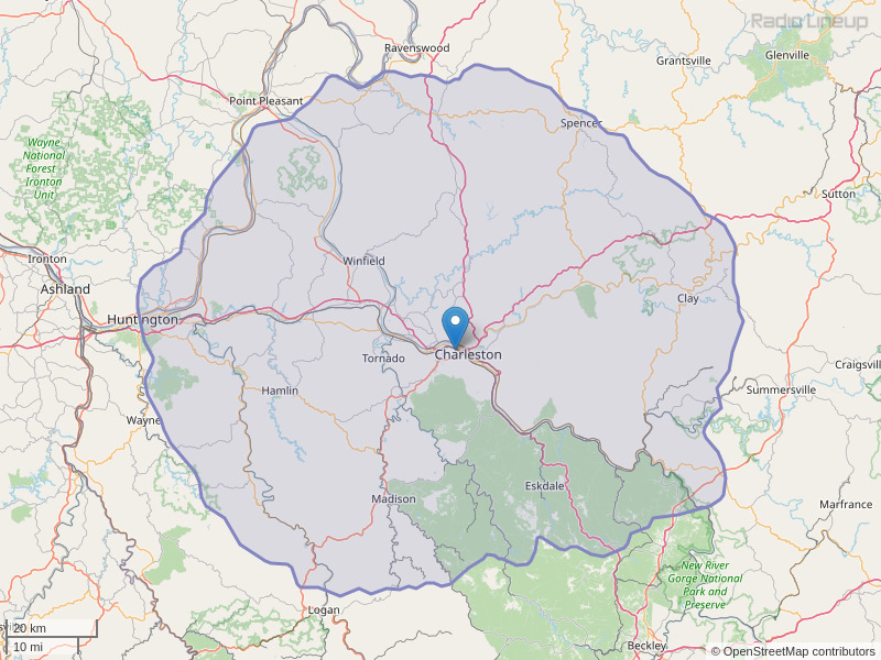 WVSR-FM Coverage Map