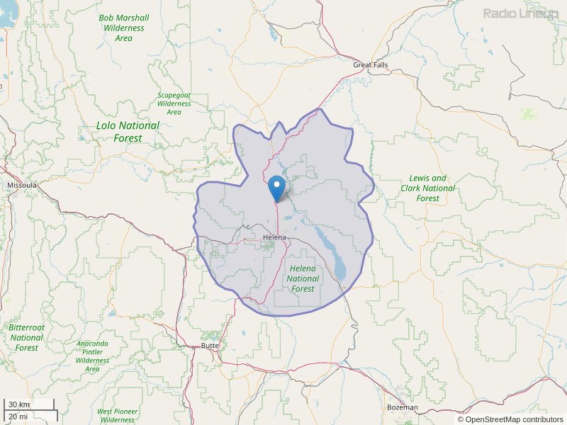 KVCM-FM Coverage Map