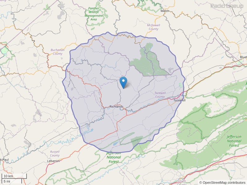 WGTH-FM Coverage Map