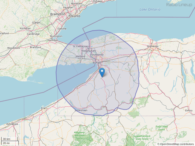 WNED-FM Coverage Map