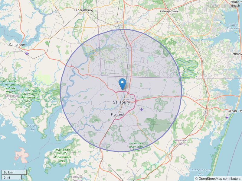 WLSW-FM Coverage Map
