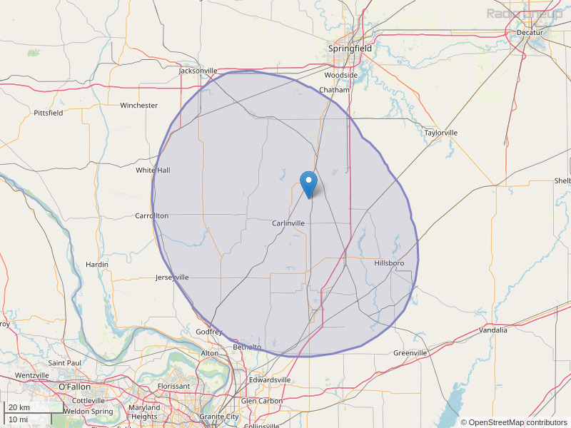 WIBI-FM Coverage Map