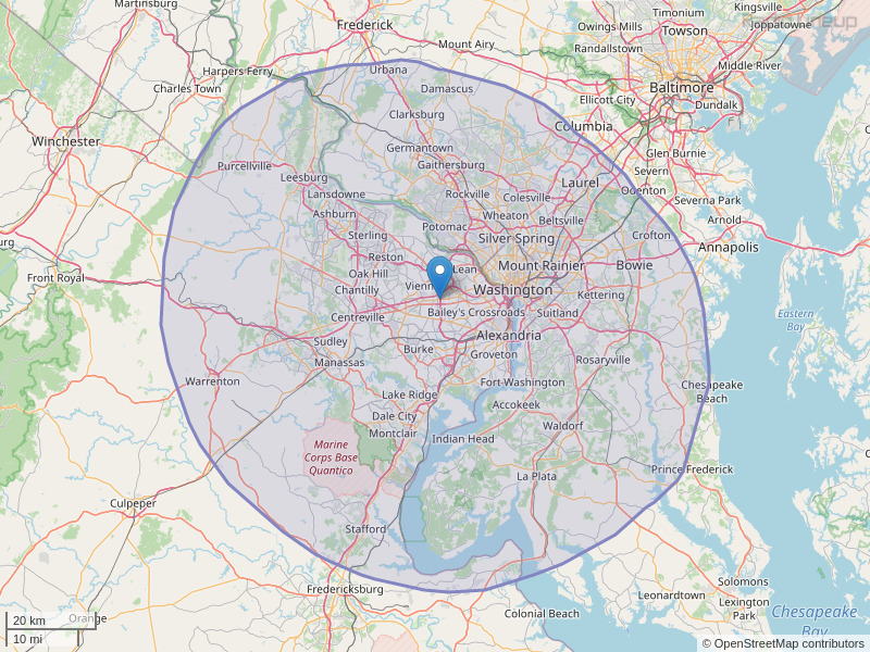 WJFK-FM Coverage Map