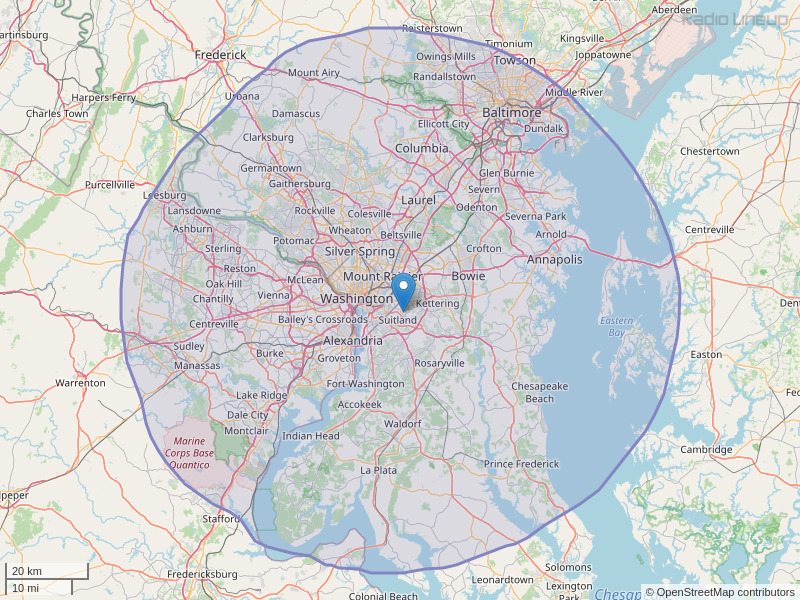 WPGC-FM Coverage Map