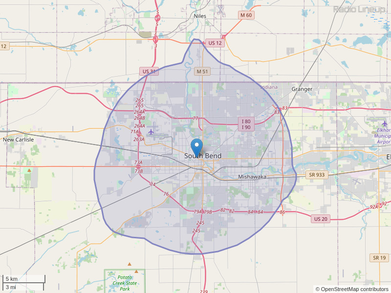WUBS-FM Coverage Map