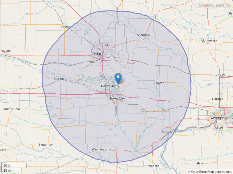 KKRQ-FM Coverage Map