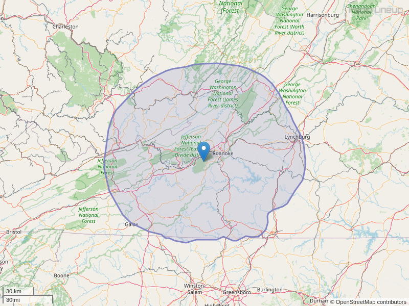 WSLC-FM Coverage Map