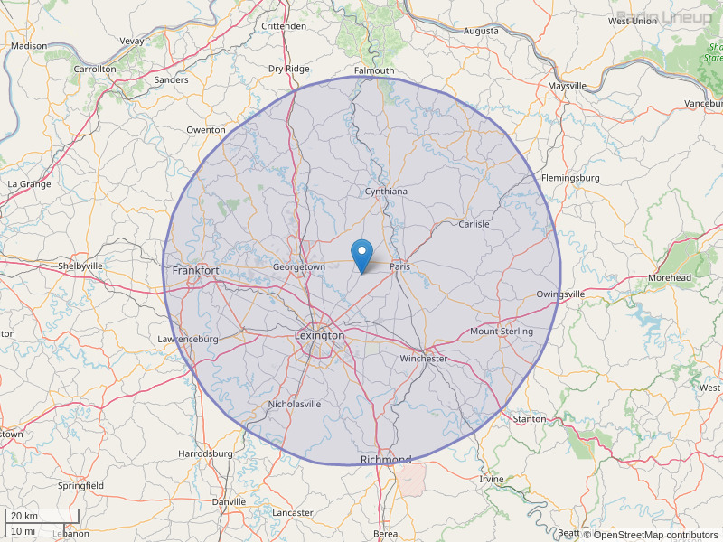 WBVX-FM Coverage Map