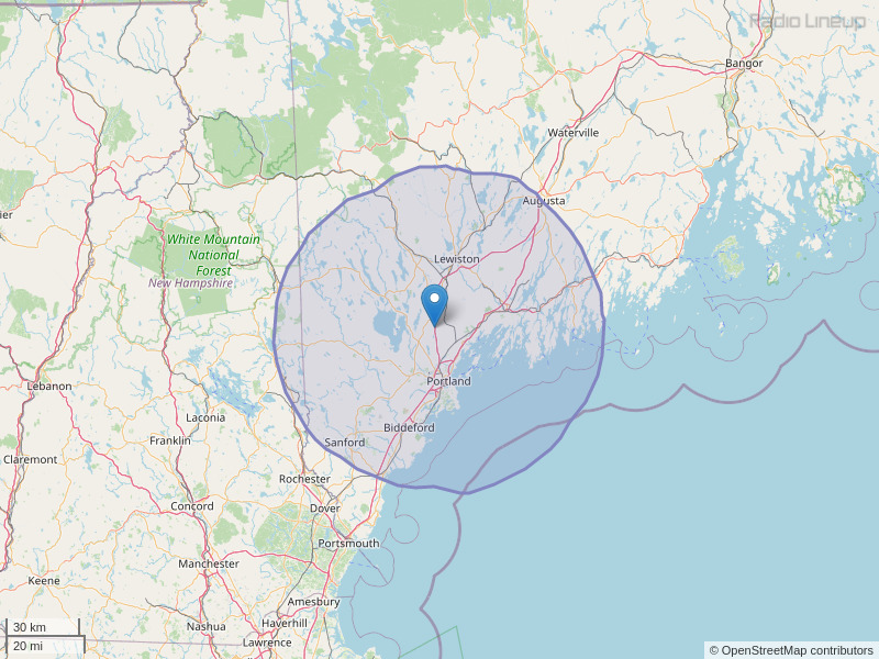 WJBQ-FM Coverage Map