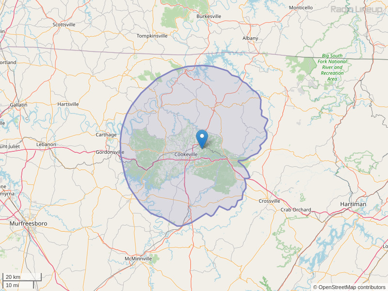 WBXE-FM Coverage Map
