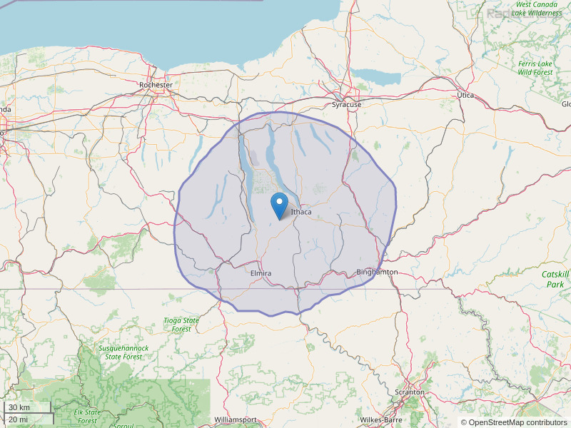 WQNY-FM Coverage Map