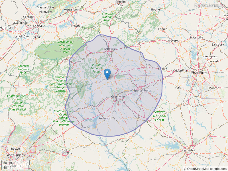 WFBC-FM Coverage Map