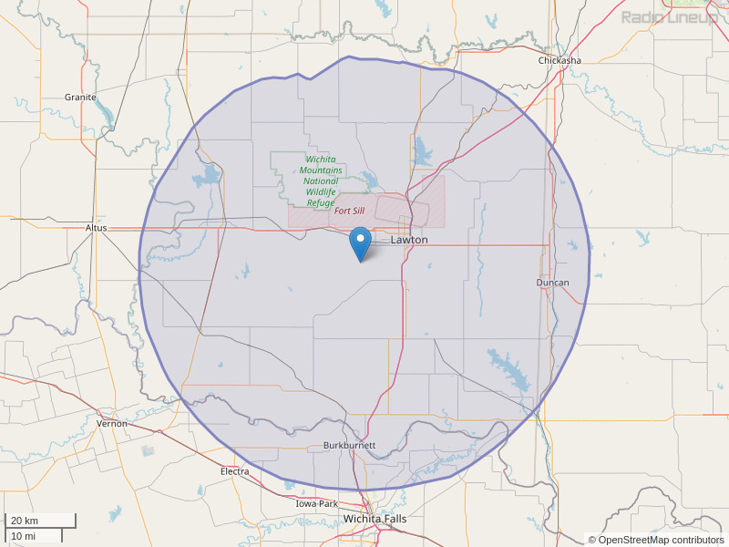 KLAW-FM Coverage Map