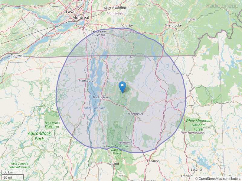 WEZF-FM Coverage Map