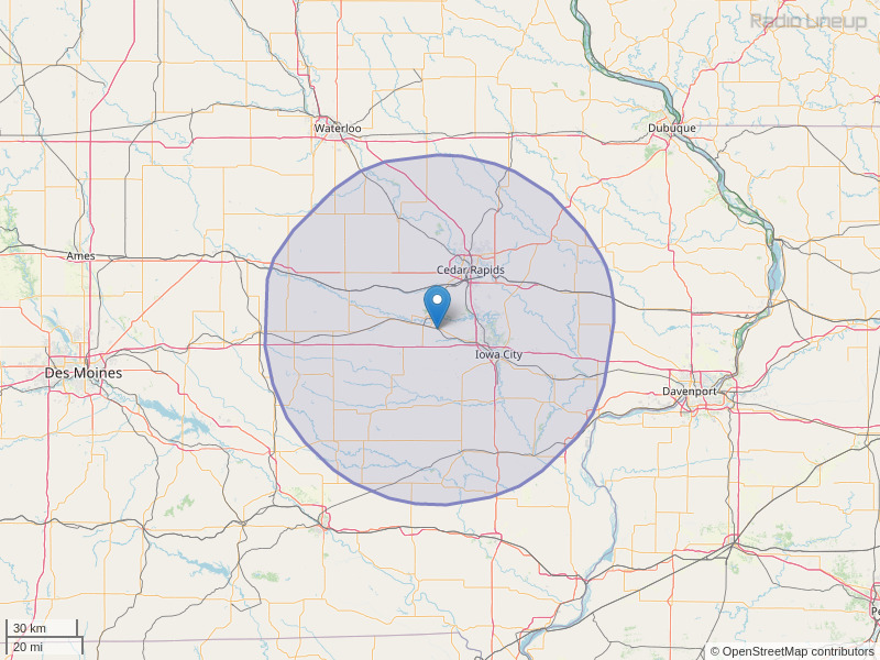 KRNA-FM Coverage Map