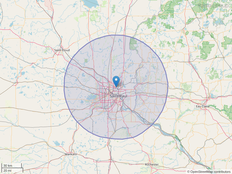 KSTP-FM Coverage Map