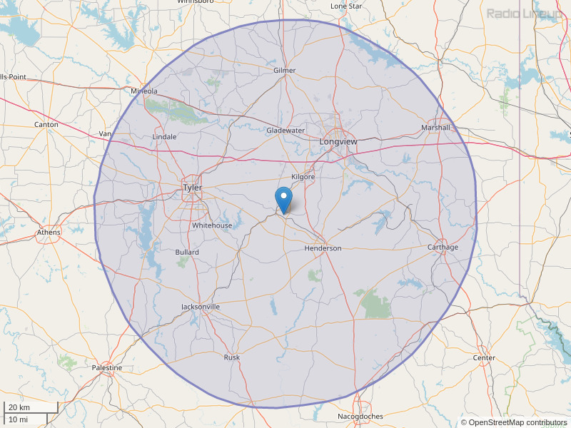 KTYL-FM Coverage Map