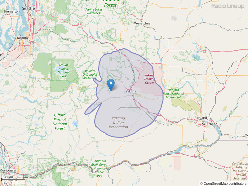 KZTA-FM Coverage Map