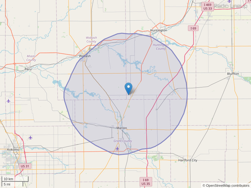 WBSW-FM Coverage Map