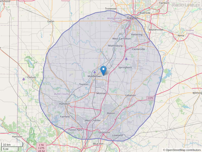 WOXY-FM Coverage Map