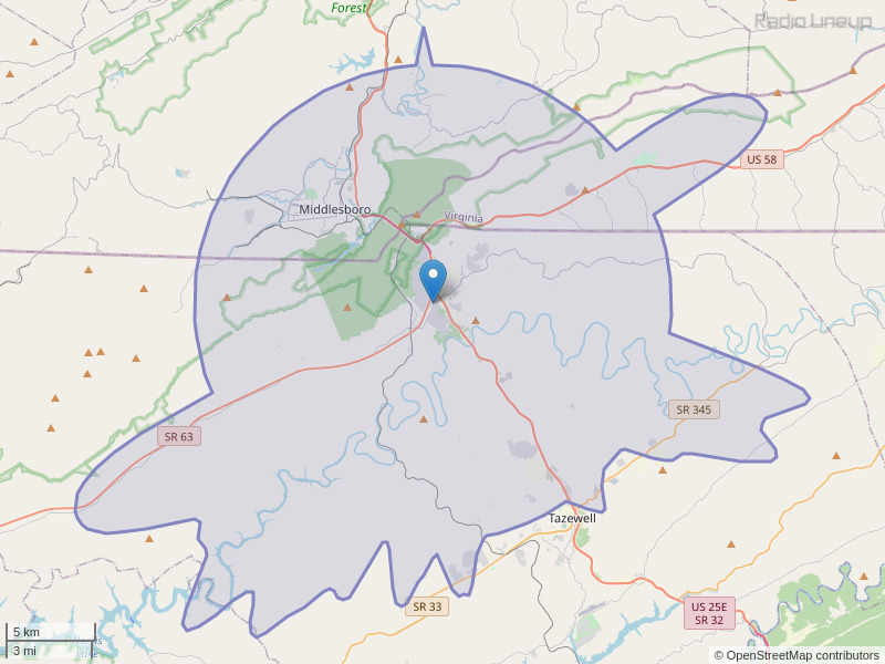 WLMU-FM Coverage Map