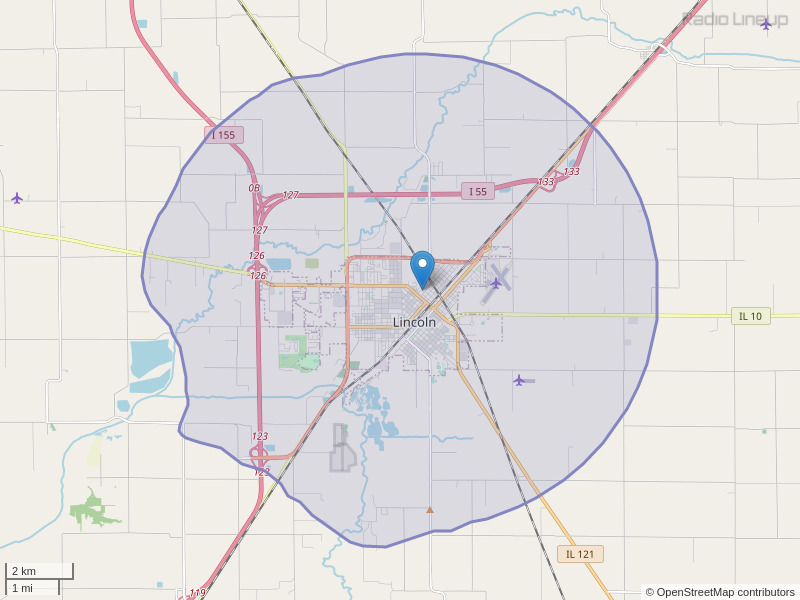 WLNX-FM Coverage Map