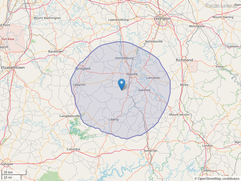 WXKY-FM Coverage Map