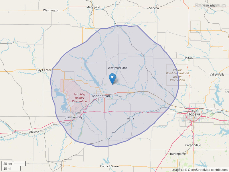 KXBZ-FM Coverage Map