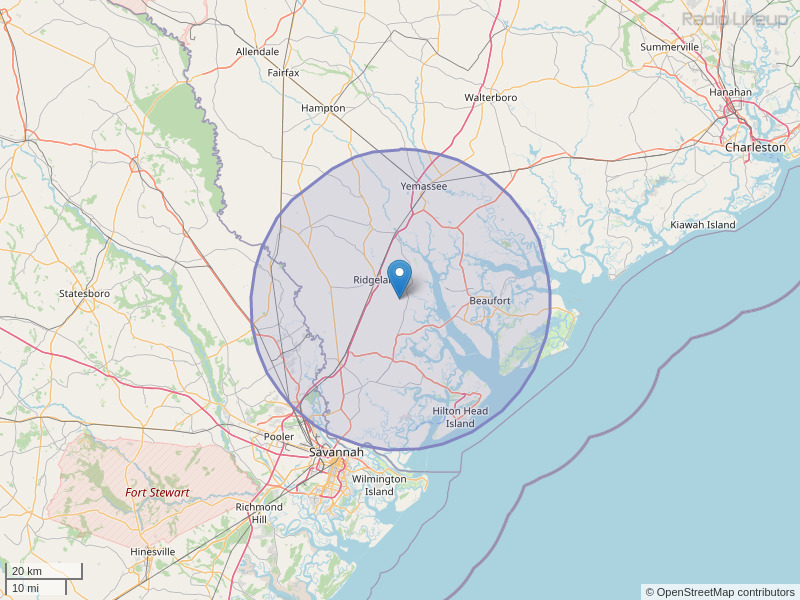 WLHH-FM Coverage Map