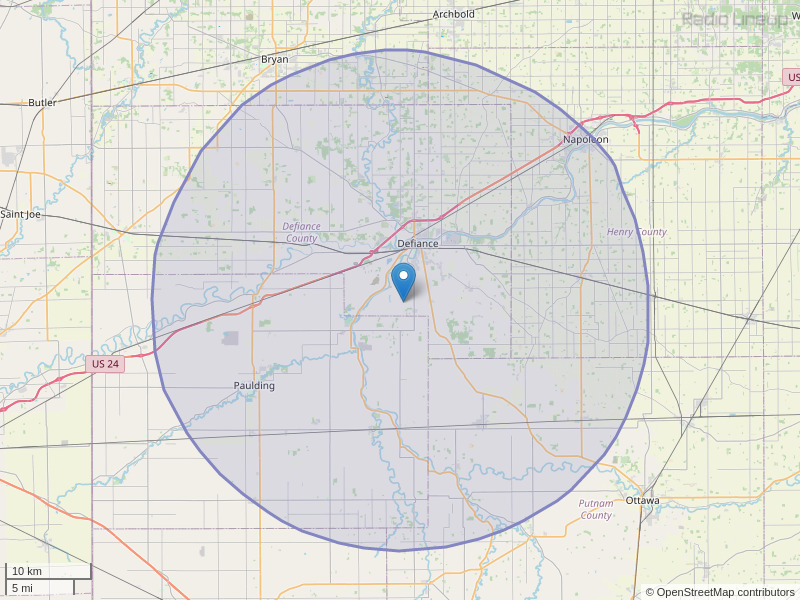 WZOM-FM Coverage Map