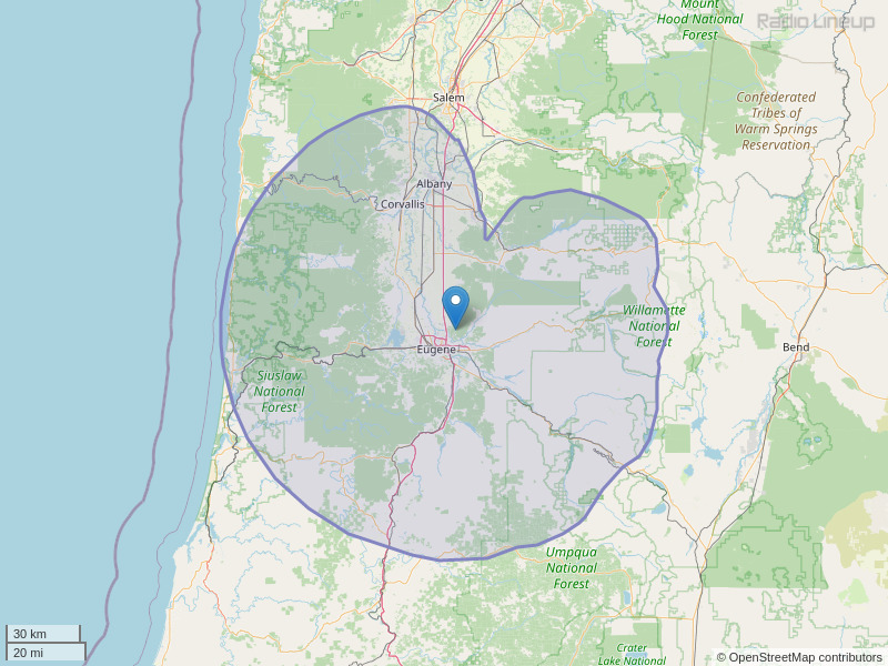 KODZ-FM Coverage Map