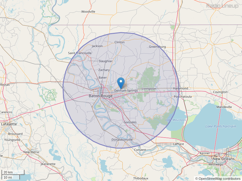 KRVE-FM Coverage Map