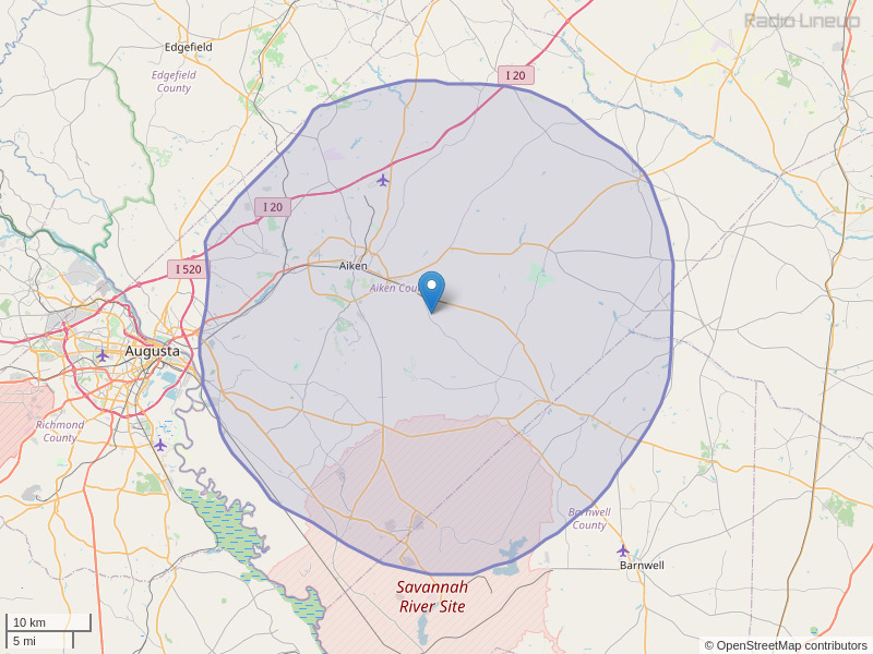 WAAW-FM Coverage Map