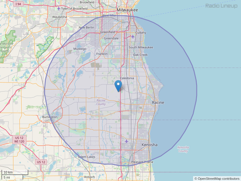 WVTY-FM Coverage Map