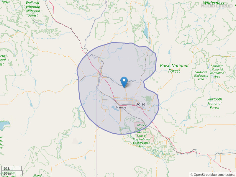 KQXR-FM Coverage Map