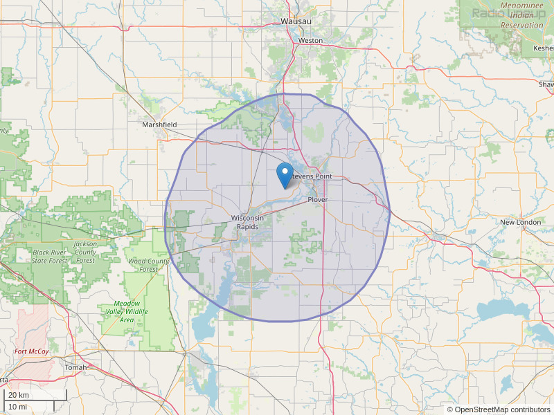 WWSP-FM Coverage Map