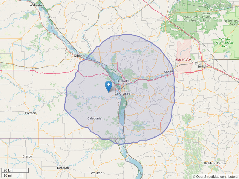 WLSU-FM Coverage Map
