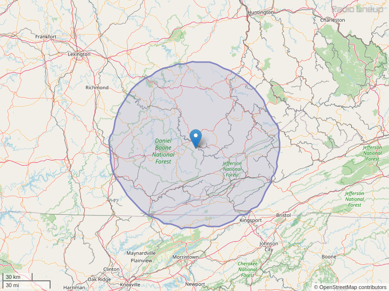 WSGS-FM Coverage Map