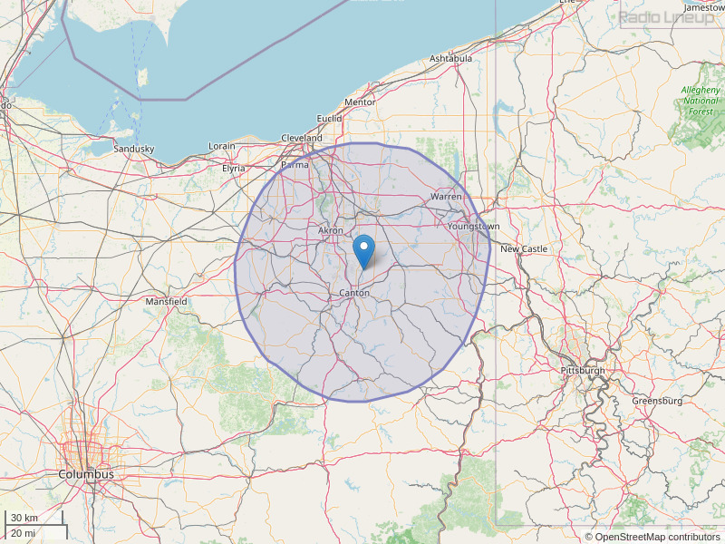 WHBC-FM Coverage Map
