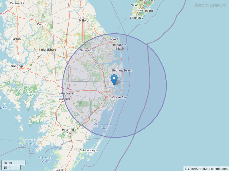 WKZP-FM Coverage Map