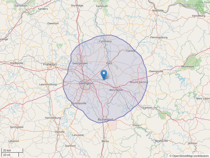 WLXO-FM Coverage Map