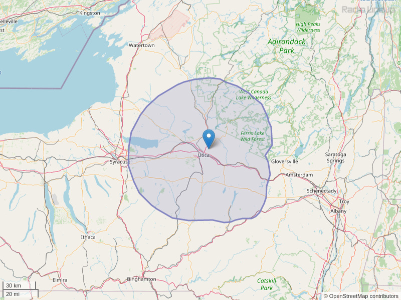 WOUR-FM Coverage Map