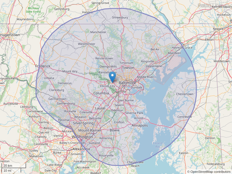 WPOC-FM Coverage Map