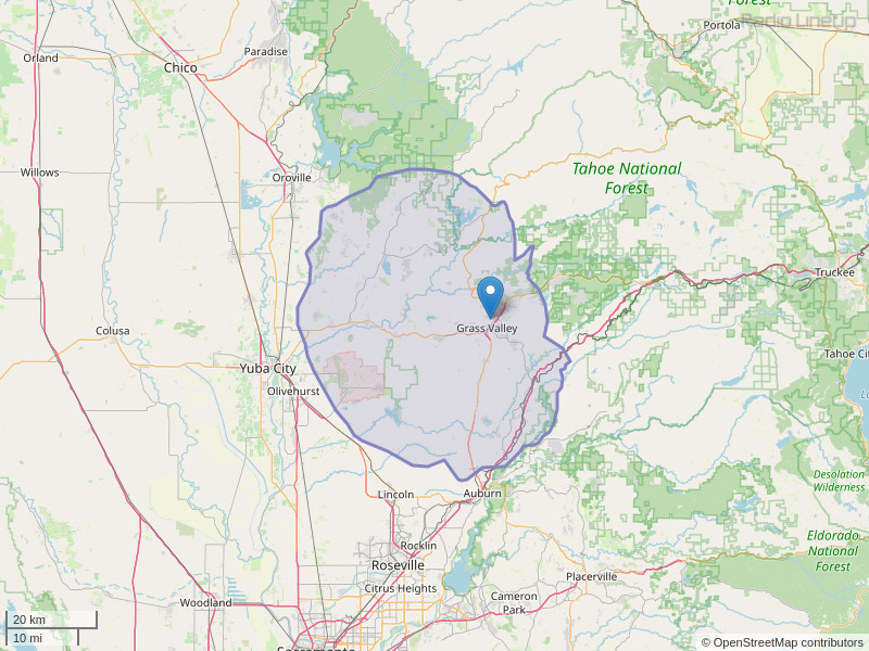 KNCO-FM Coverage Map