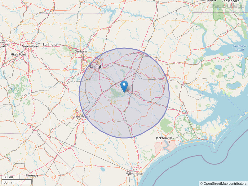 WWPL-FM Coverage Map