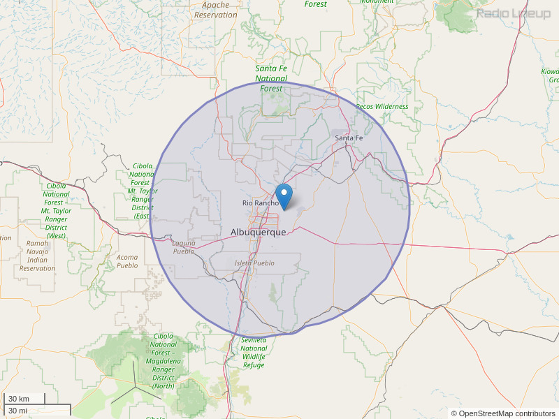 KKOB-FM Coverage Map