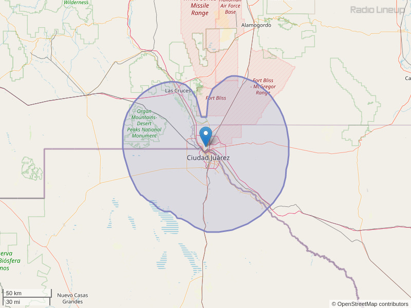 KLAQ-FM Coverage Map